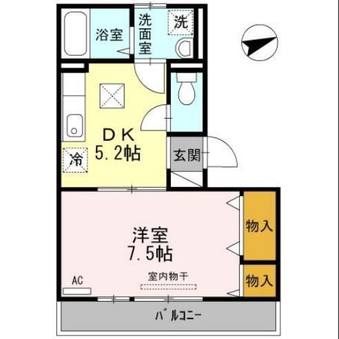 ボナールKIII(1DK/3階)の間取り写真