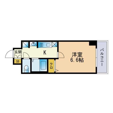 エステムコート博多・祇園ツインタワー セカンドステージ(1K/6階)の間取り写真