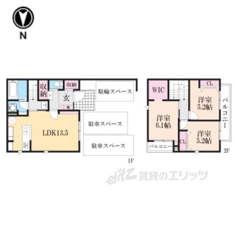 BELLELEAD彩雅北白川(3LDK/1階)の間取り写真