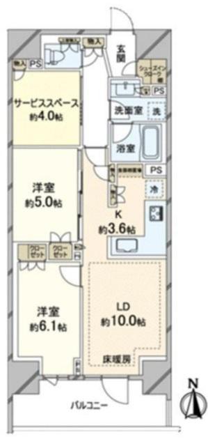 グレーシア湘南辻堂(2SLDK/3階)の間取り写真
