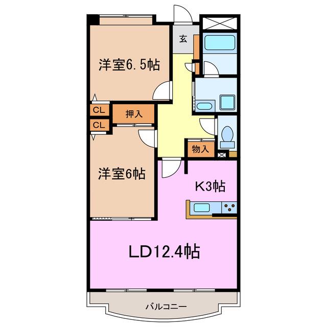 シャルム(2LDK/2階)の間取り写真
