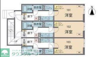 カインドネス厚木中新田(1K/3階)の間取り写真