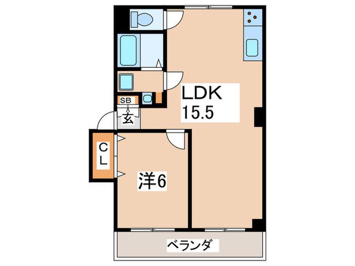 高嶋ビル(1LDK/3階)の間取り写真