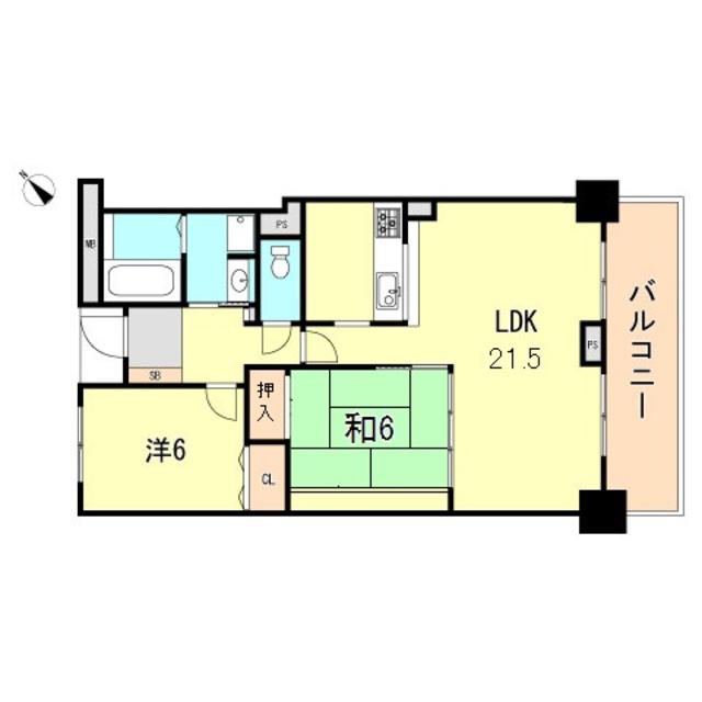 ピフレ新長田(2LDK/18階)の間取り写真