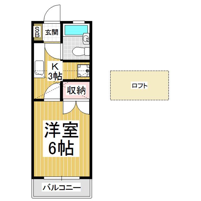 松島青山ハイツ(1K/2階)の間取り写真