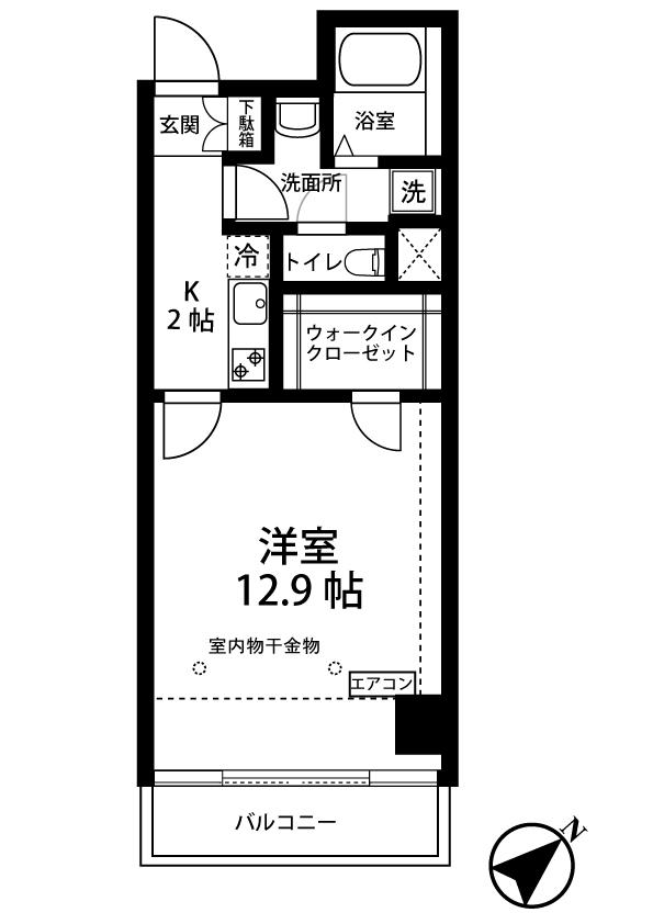 LOC S/ロックス相模大野B(1K/4階)の間取り写真