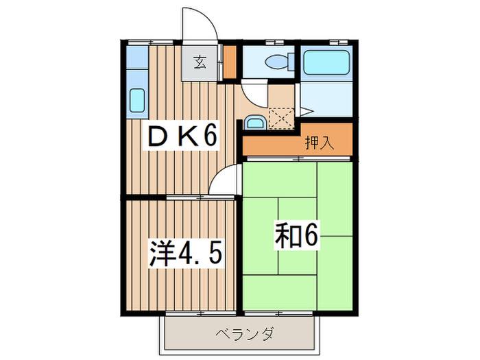 相武ハイツA(2DK/2階)の間取り写真