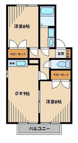 トマトハイツニ番館(2DK/1階)の間取り写真