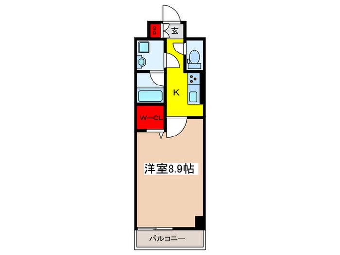 レジデンス神谷C(1K/4階)の間取り写真