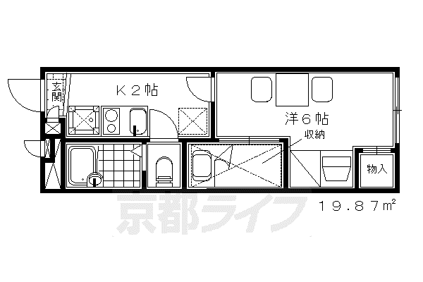 レオパレスシュン(1K/2階)の間取り写真
