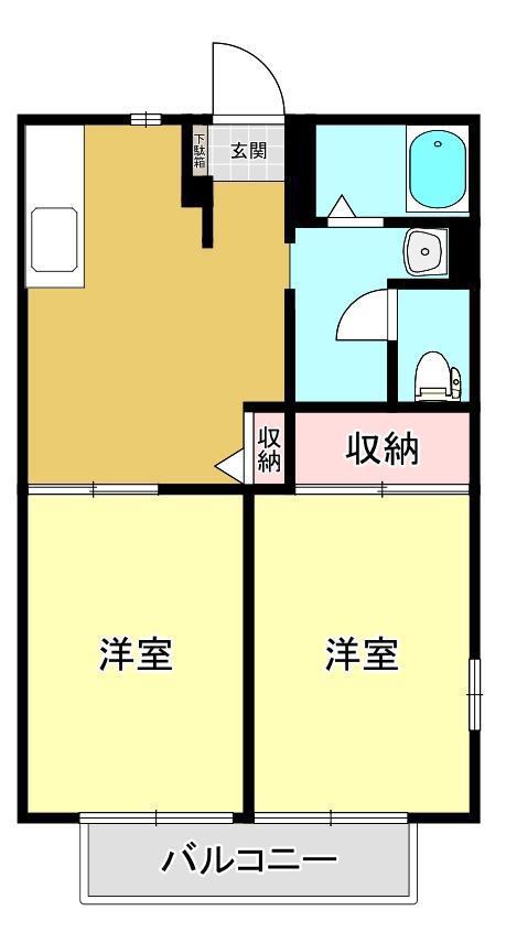 ニコレットテラス D(2DK/1階)の間取り写真