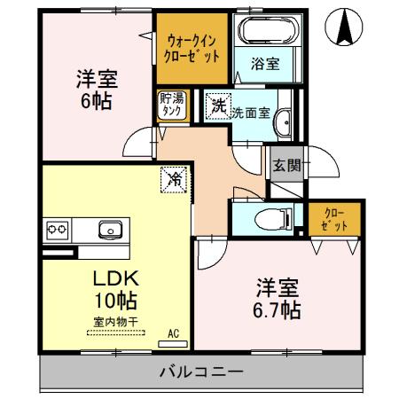 ソシアレーブ(2LDK/2階)の間取り写真