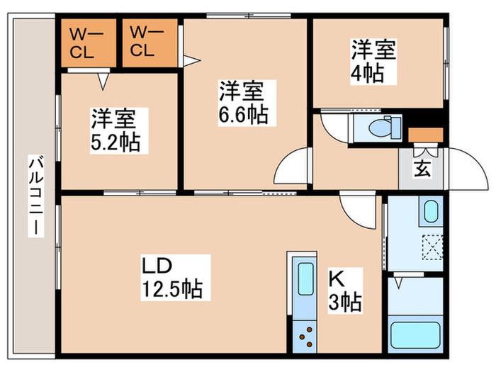 A2麻生(3LDK/4階)の間取り写真