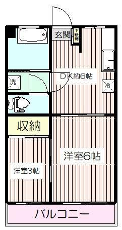 徳丸学院ビル(2DK/2階)の間取り写真