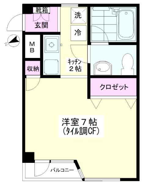 コットンフラット(1K/2階)の間取り写真