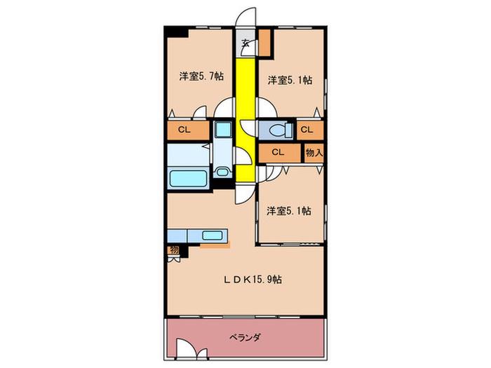 コートドシクリステ(3LDK/2階)の間取り写真