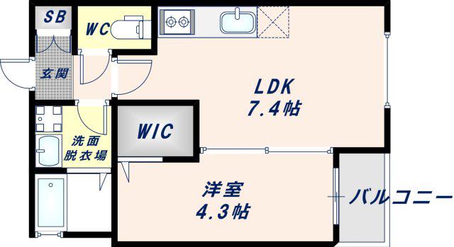 ALEGRIA長瀬サウス(1LDK/2階)の間取り写真