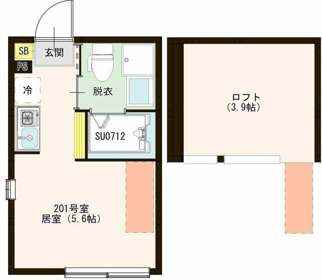 ハーモニーテラス高松I(ワンルーム/2階)の間取り写真