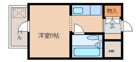 万葉ハイツ元町(ワンルーム/4階)の間取り写真