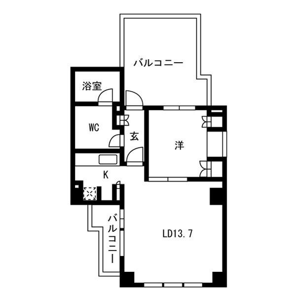 アパートメンツ元麻布(1LDK/2階)の間取り写真
