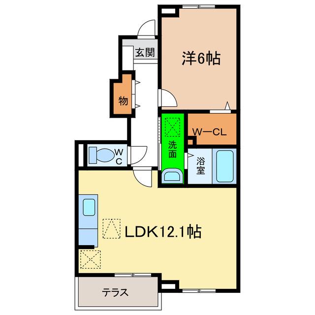 ライトブレスA・B(1LDK/1階)の間取り写真