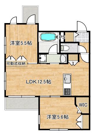AI グランディール 宿河原(2LDK/2階)の間取り写真