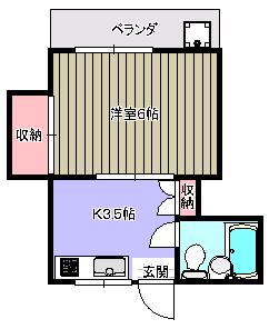 中谷マンション(1K/2階)の間取り写真