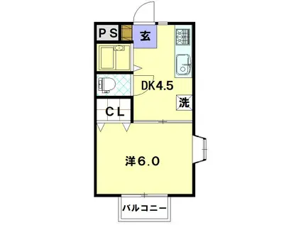 ラファーガHODO(1DK/2階)の間取り写真
