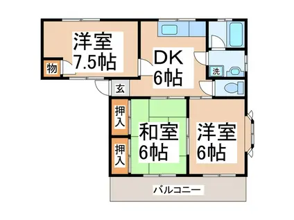 セントラルハイツアキモト(3DK/1階)の間取り写真