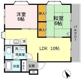 パレドゥ大淀(2LDK/2階)の間取り写真
