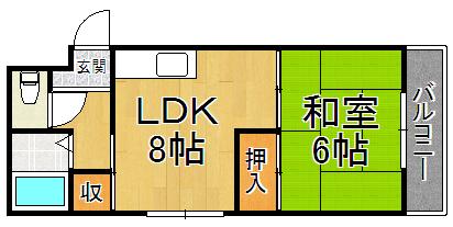 ハイツワイエム(1LDK/3階)の間取り写真
