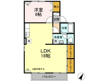 ロイヤルパレスA(1LDK/1階)の間取り写真