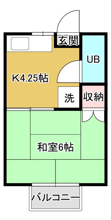 コスモハイツ伊藤(1K/2階)の間取り写真