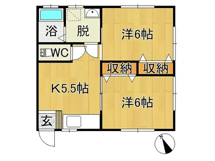 びゅうはうす(2K/2階)の間取り写真