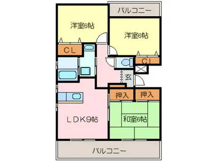 ビィラ・ローラン(3LDK/2階)の間取り写真