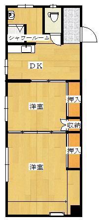 ラスカビル(2DK/2階)の間取り写真