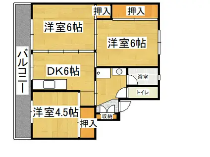 ビレッジハウスいなつき2号棟(3DK/4階)の間取り写真
