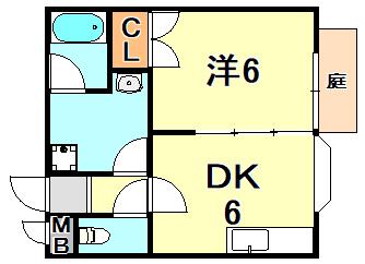 グレース一番館(1DK/1階)の間取り写真