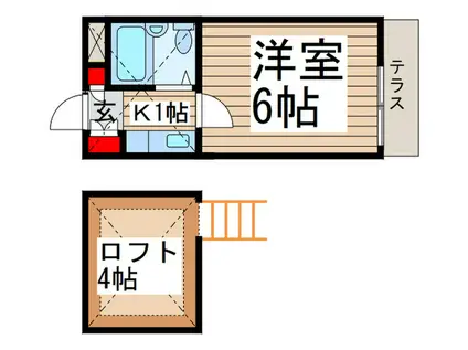 ベルヴィラ狭山(1K/1階)の間取り写真