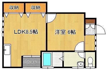 ガンダフォーレ(1LDK/1階)の間取り写真