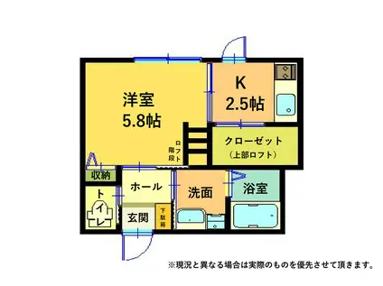 LIBERTE(1K/2階)の間取り写真