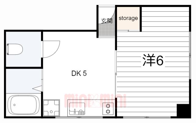 為井ビル(1DK/3階)の間取り写真