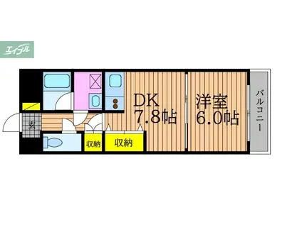 ライオンズマンション岡山医大南(1DK/1階)の間取り写真