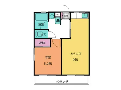 オークハイツ(1LDK/2階)の間取り写真