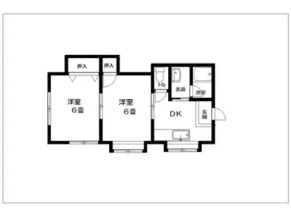 アピス中丸(2DK/1階)の間取り写真