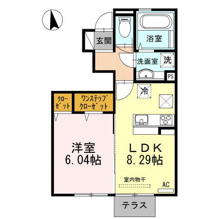 WISH(1LDK/1階)の間取り写真