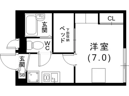 レオパレス石井(1K/1階)の間取り写真