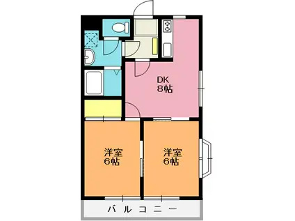 パレスウチダ D棟(2DK/1階)の間取り写真