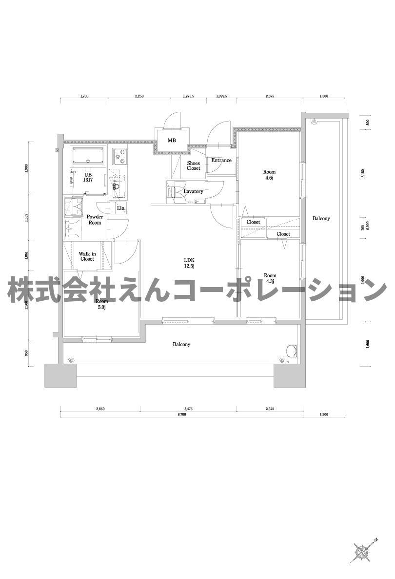エンクレスト博多駅南GRACE(3LDK/11階)の間取り写真