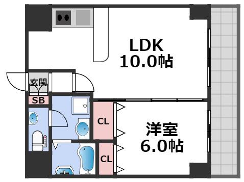グレイス今里(1LDK/2階)の間取り写真